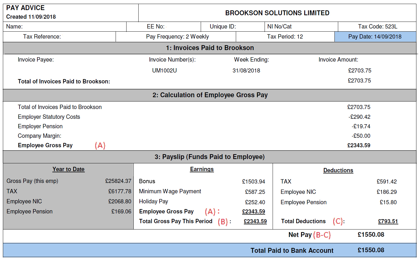 Tax On Bonus Uk >> Your Umbrella Payslip Explained Brookson Tax On Bonus Uk >> Your Umbrella Payslip Explained Brookson